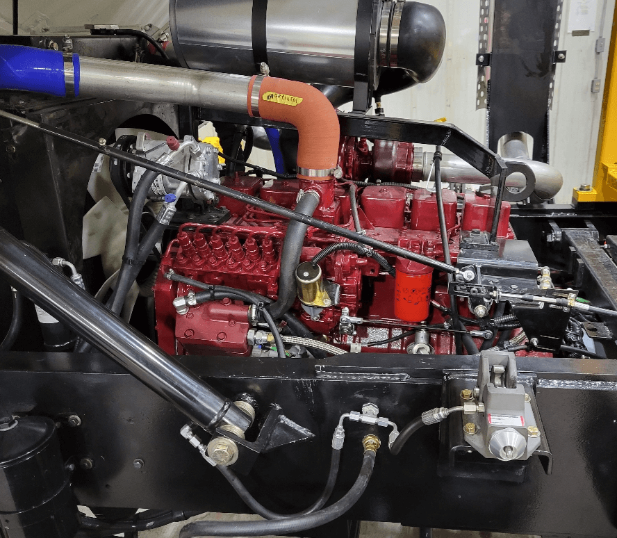 Closeup image of a yard truck engine. Renew Truck remanufactures and repairs yard spotter trucks.