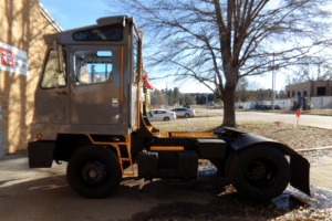Spring Yard Truck Maintenance In New Boston, TX At ReNew Truck. Image of yard trucks parked